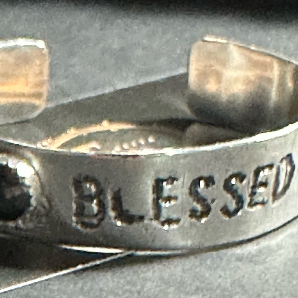 Silver 'Blessed' 925 hand, hand, forged cuff bracelet
